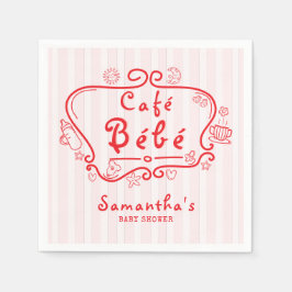 Café Bébé Französisch Moderne Pink Red Girl Baby D Serviette