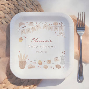 Cafe Bebe Französische Bäckerei Aquarell-Baby-Part Pappteller