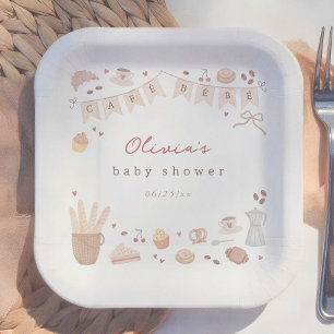 Cafe Bebe Französische Bäckerei Aquarell-Baby-Part Pappteller