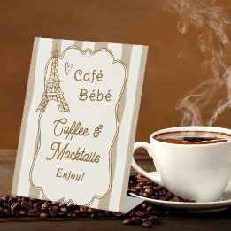 Cafe Bebe Französische Kaffees Trinkstation Tischp Sockelschild