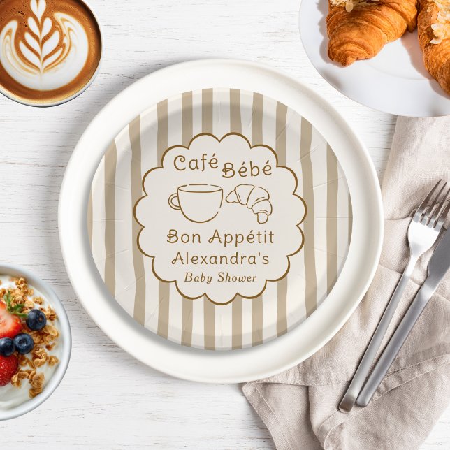 Cafe Bebe Französischer Kaffee Personalisierte Bab Pappteller (Von Creator hochgeladen)
