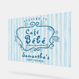 Café Bébé French Blue Boy Baby Dusche Willkommen Acrylschild