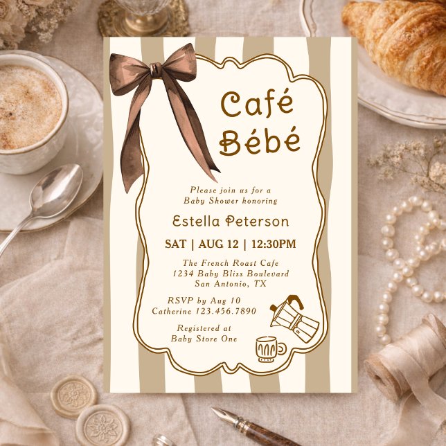 Cafe Bebe French Coffee Shop Themed Baby Shower Einladung (Von Creator hochgeladen)