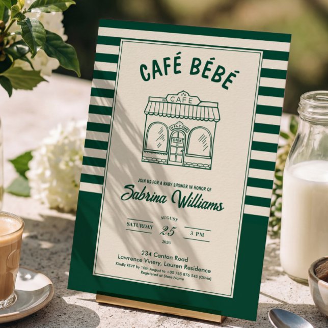 CAFÉ BÉBÉ GRÜNER KAFFEE Baby Shower Einladung (Von Creator hochgeladen)