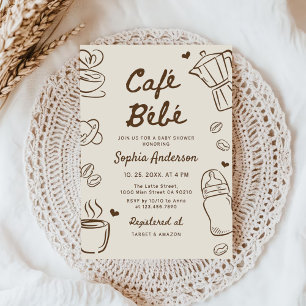 Cafe Bebe handgezeichnete Kaffee-Baby-Party Einladung