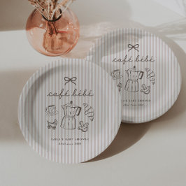 Cafe Bebe Home Coffee Baby Shower Gestreift Pappteller