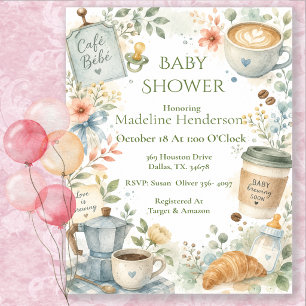 Cafe Bebe Kaffee Baby Shower Einladung