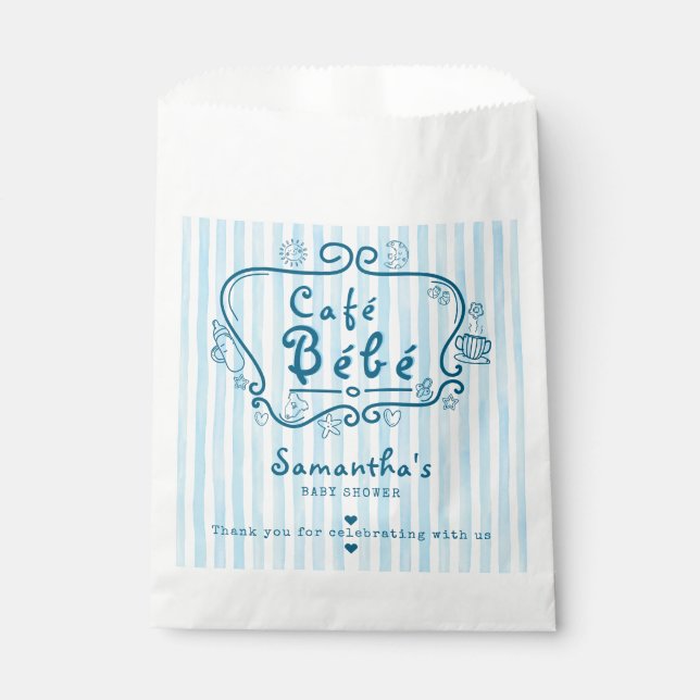 Café Bébé Moderne Französisch Niedlich Blue Boy Ba Geschenktütchen (Vorderseite)