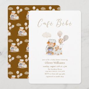 Café Bébé Mutti Schaf Ballon Kaffee Babyparty Einladung