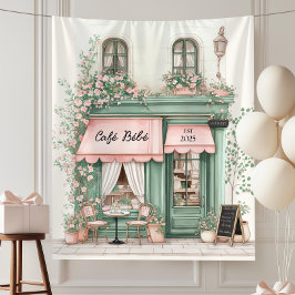 Cafe Bebe Paris Chic Babyparty Hintergrund Wandteppich