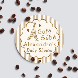 Cafe Bebe Paris Coffee Personalized Baby Shower Runder Aufkleber