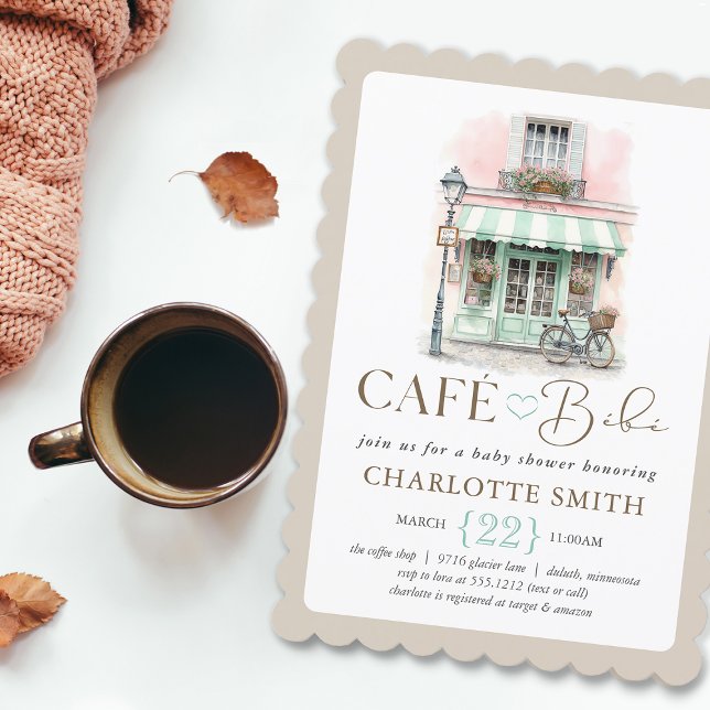 Café Bébé Paris Themed Baby Dusche Einladung (Café Bébé Paris Themed Baby Shower Invitation
#cafébébé
#coffeethemedbabyshower
#parisianbabyshower
)