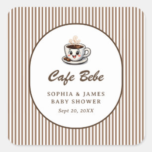 Cafe Bebe Süße Gestreifte Babyparty-Geschenke Quadratischer Aufkleber