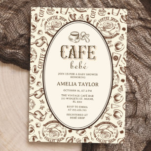 Café Bébé Vintage Kaffee Baby Shower Retro Einladung