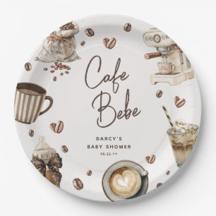 Cafe Bebe' Wasserfarbe Kaffee Baby Shower Pappteller