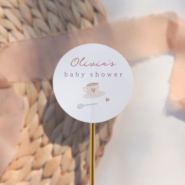 Cafe Bebe Watercolor Baby Shower Thank You Runder Aufkleber (Von Creator hochgeladen)