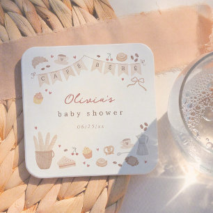 Cafe Bebe Watercolor Bäckerei Babyparty Rechteckiger Pappuntersetzer
