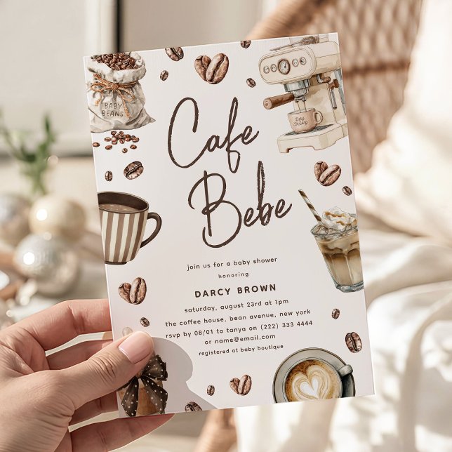 Cafe Bebe' Watercolor Coffee Baby Shower Einladung (Von Creator hochgeladen)
