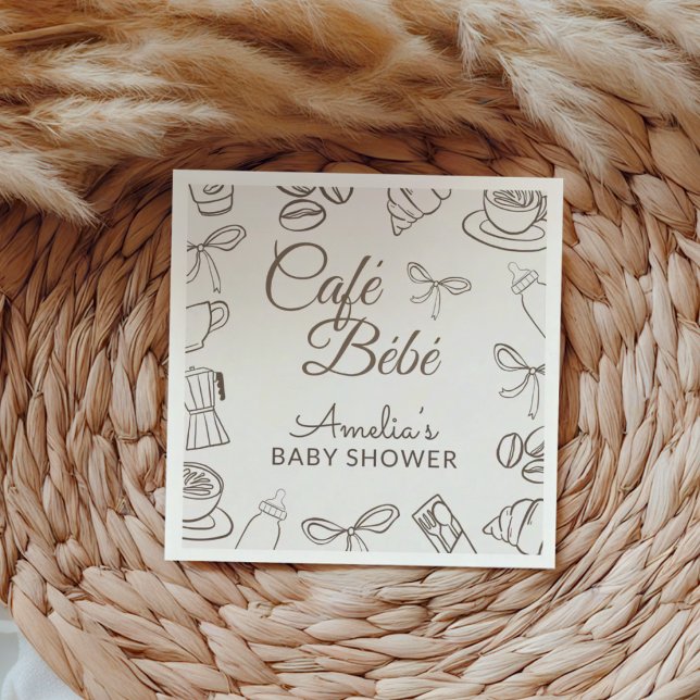 Cafe Bebe Whimsical Bow Babyparty  Serviette (Von Creator hochgeladen)