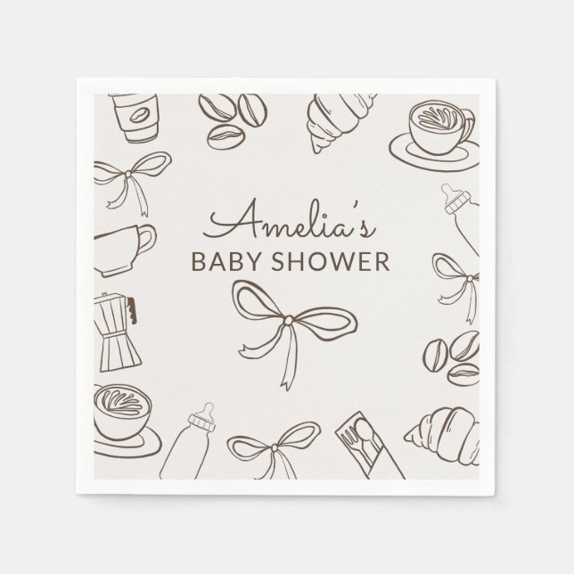 Cafe Bebe Whimsical Bow Babyparty  Serviette (Vorderseite)
