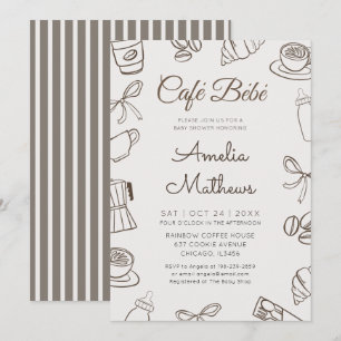 Cafe Bebe Whimsical Coffee & Bow Baby Shower  Einladung