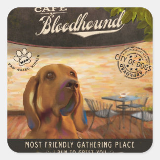 Café Bloodhound Quadratischer Aufkleber