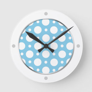 Cafe Blue Assorted Polka Dots Wall Clock Runde Wanduhr