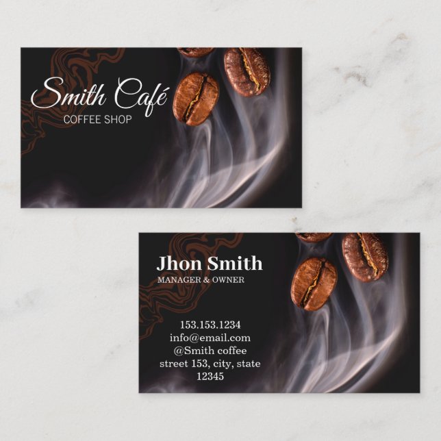 Café Café Business Card Visitenkarte (Vorne/Hinten)