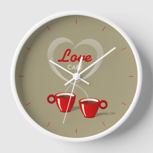 Café Café Liebe Personalisiert Wall Clock Wanduhr (Vorderseite)