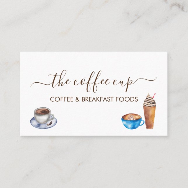 Café Café Restaurant Wasserfarbe Handschriftlich Visitenkarte (Vorderseite)