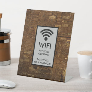 Café Café Wifi Kennwort Vintag Sockelschild