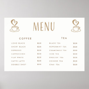 Café Cafeteria Price Menü Custom Printing Poster