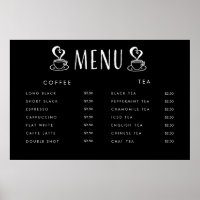 Café Cafeteria Price Menü Custom Printing Poster