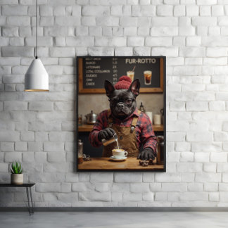 Café Chaos: Französischer Bulldog Hinter dem Bar Poster