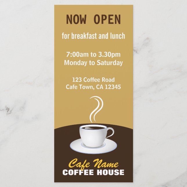 Café Coffee Menu Shop Beige und braune Rackkarten Menükarte (Vorderseite)