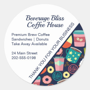 Café Coffee Shop Danke Business Runder Aufkleber