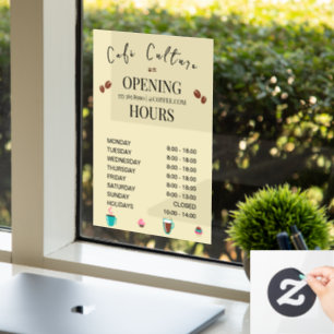 Cafe Coffee Shop Öffnungszeiten Fensteraufkleber