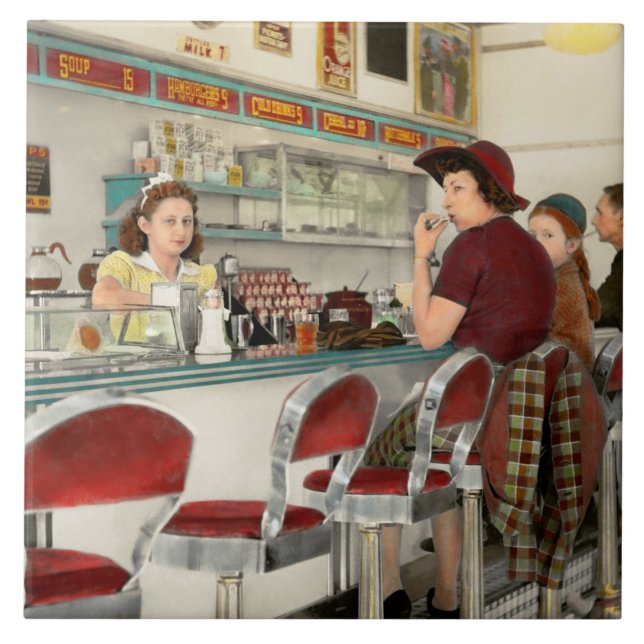 Café - der lokale Treffpunkt 1941 Fliese (Vorderseite)