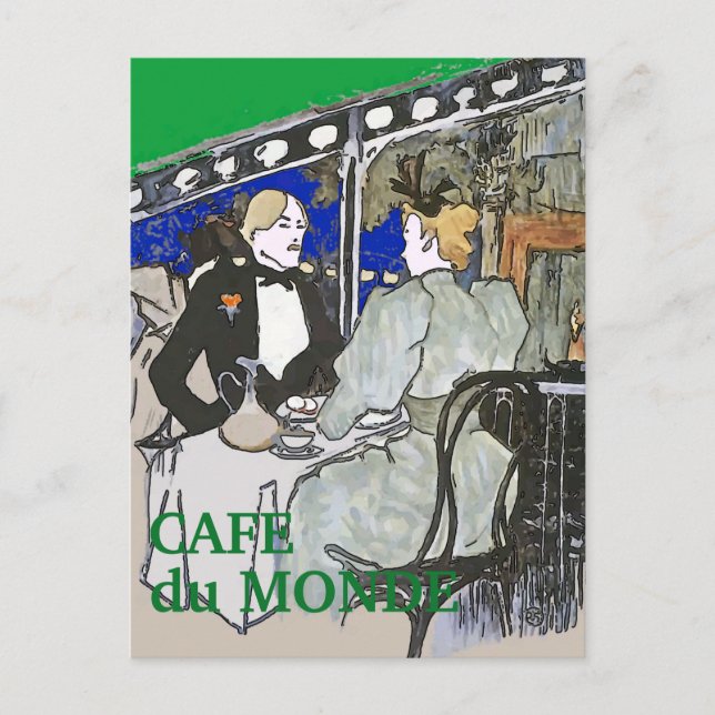 Café Du Monde Vintage Art Postkarte (Vorderseite)