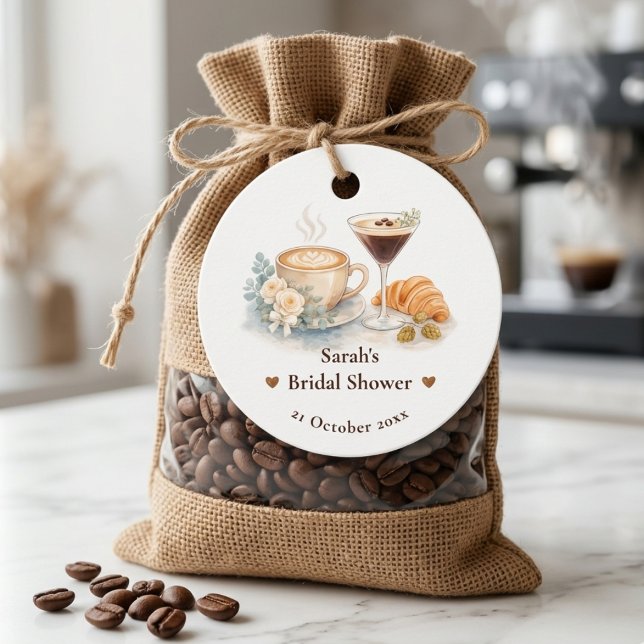 Café & Espresso Martini Brautparty Geschenkanhänger (Café & Espresso Martini Bridal Shower Favor Tags)