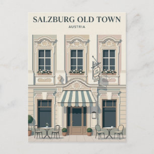 Café-Fassade Altstadt Salzburg Österreich Postkarte