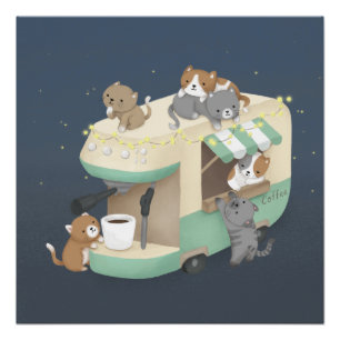 Café für Kaffeemaschine & Kittens Poster