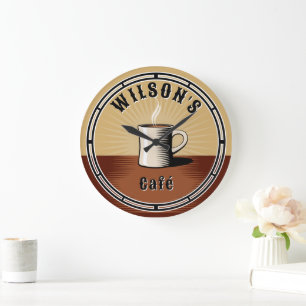 Café für Vintage Kunst und Kunsthandwerk Große Wanduhr