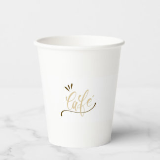Cafe Gold Schriftzug Schwarze Tasse Pappbecher