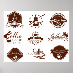 Café-Haus-Etikettenschilder Poster