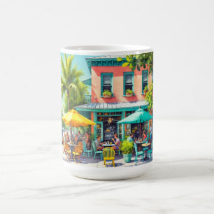 Café im Key West Wasserfarben Malerei Kaffeetasse