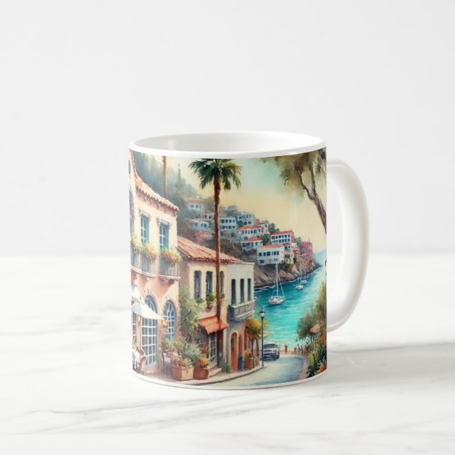 Café in Avalon Catalina Kaffeetasse (VorderseiteRechts)