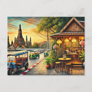 Café in Bangkok Thailand Wat Arun Postkarte