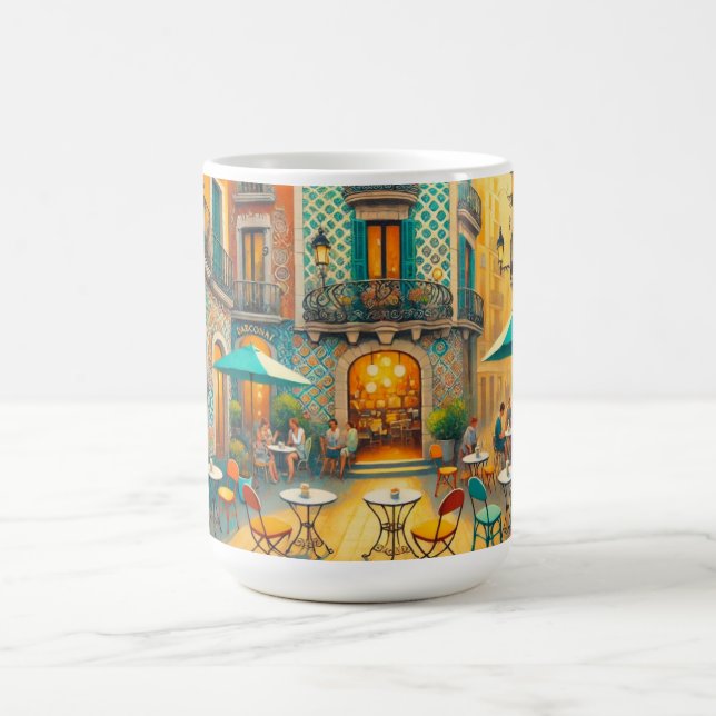 Café in Barcelona Spanien Kaffeetasse (Mittel)