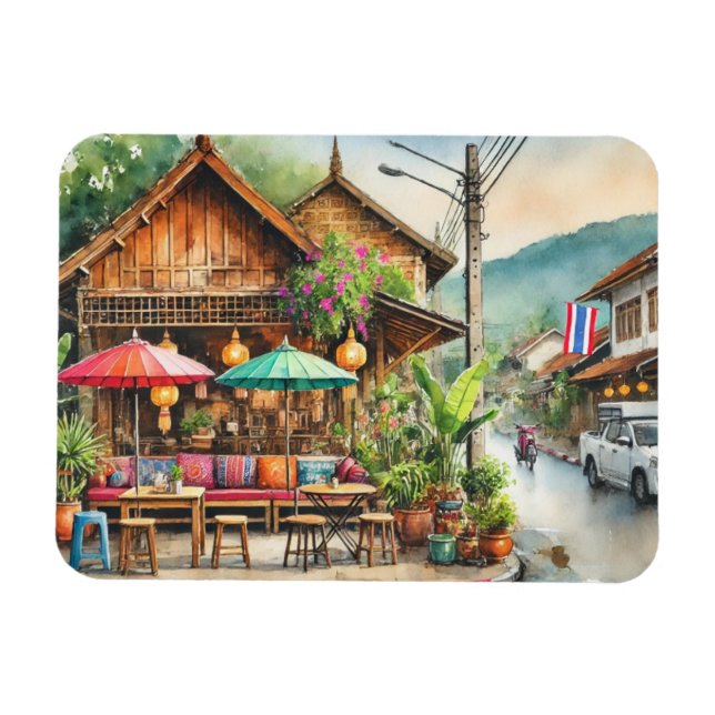 Café in Chiang Mai Magnet (Horizontal)